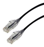 VIDEK 2994-0.5BK 以太网线缆, 薄型, Cat6, RJ45插头至RJ45插头, UTP (非屏蔽双绞线), 黑色, 500 mm, 19.7 "