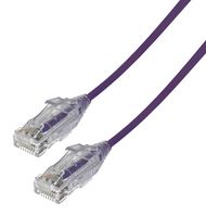 VIDEK 2994-1.5PR 以太网线缆, 薄型, Cat6, RJ45插头至RJ45插头, UTP (非屏蔽双绞线), 紫色, 1.5 m, 4.9 ft