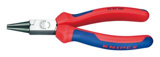 KNIPEX 22 02 140 Pliers, 140mm Length, Round Nose, Smooth Tips and Two Colour Dual Component Handles