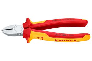 KNIPEX 70 06 180 Cutter, VDE, Side, 180 mm, Diagonal, 3 mm, 62 °, Knipex - VDE Cutters