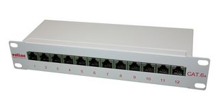 ROLINE 26.11.0316 配线架, Krone LSAplus, RJ45, 12 端口, Cat6a, 1机架单元