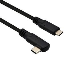 ROLINE 11.02.9075 USB线缆, C型插头至90°C型插头, 1 m, 3.3 ft, USB 3.2, 黑色, 电子标记线缆