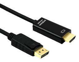 ROLINE 11.04.5997 Audio / Video Cable Assembly, DisplayPort Plug, HDMI A Plug, 9.8 ft, 3 m, Black