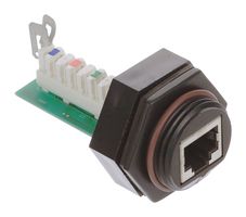 MOLEX 130053-0002 模块连接器, RJ45 插座, 1 x 1 (端口), 8P8C, Cat5e, IP67, 面板安装