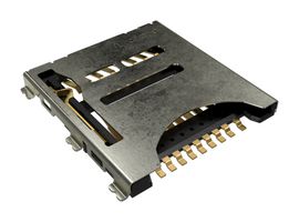 AMPHENOL COMMUNICATIONS SOLUTIONS 10102166A812A 存储卡连接器, Micro SD, 推-拉, 19 触点, Corson合金, 镀金触芯