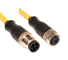 MUELLER ELECTRIC C4AC05M005 传感器电缆, 22 AWG, M12 插头, M12 插座, 4路, 5 m, 16.4 ft
