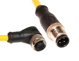 MUELLER ELECTRIC C4AD05M010 传感器电缆, 22 AWG, M12 插头, 90° M12插座, 4路, 10 m, 32.8 ft
