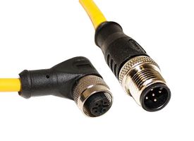 MUELLER ELECTRIC C5AD06M005 传感器电缆, 22 AWG, M12 插头, 90° M12插座, 5路, 5 m, 16.4 ft