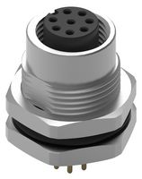 WURTH ELEKTRONIK 643260100608 传感器连接器, WR-CIRC Series, M12, 母, 8路, PCB插座, 直形面板安装