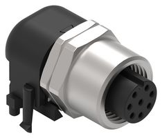 WURTH ELEKTRONIK 643280100308 Sensor Connector, WR-CIRC Series, M12, Female, 8 Positions, PCB Socket, Right Angle Panel Mount