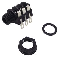 NEUTRIK NMJ3HF-S 手机音频连接器, 3 触点, 插座, 6.35 mm, 面板安装, 镀银触芯, 塑料主体