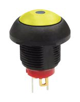 MULTICOMP PRO MPP12-6B205MM1CAS05L05 Pushbutton Switch, Yellow-Illuminated, MP Pushbutton Switches Round-Flat, 13.6 mm, SPST, Off-(On)