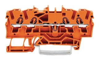 WAGO 2002-1402 接线端子, DIN导轨安装, 4 路, 22 AWG, 12 AWG, 2.5 mm², 夹式, 22 A