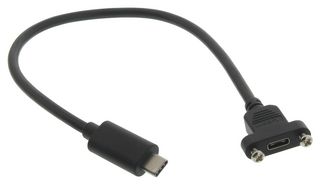 L-COM U3A00056-03M USB Cable, Type C Plug to Type C Receptacle, 300 mm, 11.8 ", USB 2.0, Black