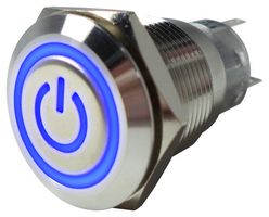 MULTICOMP PRO MP-PB7-03LB22CFPB12V 防暴开关, 12V LED, 0.748 ", SPDT, 锁紧, 圆形扁平, 本色