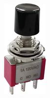 MULTICOMP PRO MP-PB8-AB12A1QE-1 按钮开关, 6.35 mm, SPDT, 开-(关), 圆形柱塞, 黑色