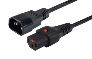 L-COM LC-PWRC14LK-6 Mains Power Cord, IEC 60320 C14 to IEC 60320 C13, 1.8 m, 10 A, 250 V, Black