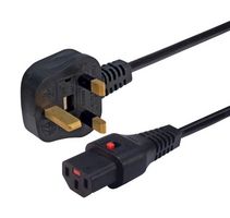 L-COM LC-PWRUKLK-2M Mains Power Cord, BS 1363 Plug to IEC 320 C13, 2 m, 10 A, 250 V, Black