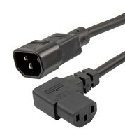 L-COM PPA00023-3F 主电源线, 90° IEC 60320 C13至IEC 60320 C14, 914.4 mm, 10 A, 250 V, 黑色, PPA00023 Series