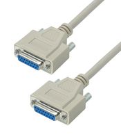 L-COM CRMN15FF-10 Computer Cable, D Subminiature Socket, 15 Way, D Subminiature Socket, 15 Way, 10 ft, 3.05 m