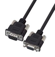L-COM CS2NB9MF-10 Computer Cable, D Subminiature Plug, 9 Way, D Subminiature Socket, 9 Way, 10 ft, 3.05 m, Black