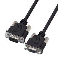 L-COM CS2NB9MF-15 Computer Cable, D Subminiature Plug, 9 Way, D Subminiature Socket, 9 Way, 15 ft, 4.6 m, Black
