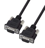 L-COM CS2NB9MM-50 Computer Cable, D Subminiature Plug, 9 Way, D Subminiature Plug, 9 Way, 50 ft, 15.2 m, Black