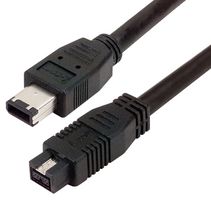 L-COM CSM94B1-3M Computer Cable, IEEE 1394b FireWire Plug, 9 Way, IEEE 1394 FireWire Plug, 6 Way, 9.8 ft, 3 m