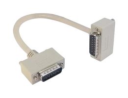 L-COM CSMNRA15-3MM-1 Computer Cable, D Subminiature Plug, 15 Way, D Subminiature Plug, 15 Way, 90°, 1 ft, 304.8 mm