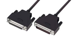 L-COM CSMUZ25MF-1 Computer Cable, D Subminiature Plug, 25 Way, D Subminiature Socket, 25 Way, 1 ft, 304.8 mm, Black