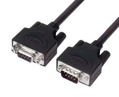 L-COM CSMUZ9MF-15 计算机电缆, D-SUB插头, 9路, D-Sub插座, 9路, 15 ft, 4.6 m, 黑色, CSMUZ9MF Series