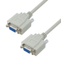 L-COM CSNULL9FF-25 计算机电缆, D-SUB插座, 9路, D-Sub插座, 9路, 25 ft, 7.6 m, 浅灰, CSNULL9FF Series