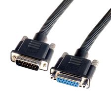 L-COM CSPL15MF-25 Computer Cable, D Subminiature Plug, 15 Way, D Subminiature Socket, 15 Way, 25 ft, 7.62 m, Black
