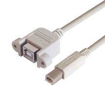 L-COM UPMBB-1M 计算机电缆, USB 2.0 B插头, USB 2.0 B插座, 面板安装, 3.28 ft, 1 m, 浅灰, UPMBB Series