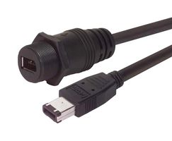 L-COM WP946PMF-5M Computer Cable, IEEE 1394 FireWire Plug, 6 Way, IEEE 1394 FireWire Socket, 6 Way, 16.4 ft, 5 m
