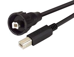 L-COM WPUSBBB-5M USB Cable, Waterproof, Standard, Type B Plug to Type B Plug, 5 m, 16.4 ft, USB 2.0, Black