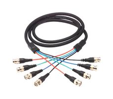 L-COM CTL4B-15B Audio / Video Cable Assembly, BNC Plug, x 4, BNC Plug, x 4, 15 ft, 4.57 m, Black, CTL4B Series