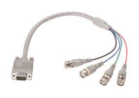 L-COM CTL4CAD-3 音频/视频电缆组件, D-SUB插头, 9路, BNC插头, x4, 3 ft, 914.4 mm, 灰色, CTL4CAD Series