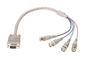 L-COM CTL4CAD-6 音频/视频电缆组件, D-SUB插头, 9路, BNC插头, x4, 6 ft, 1.82 m, 灰色, CTL4CAD Series