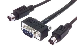 L-COM CTLKVMM-25T Audio / Video Cable Assembly, HD-15 Plug + 2x Mini-DIN Plug, 6 Position