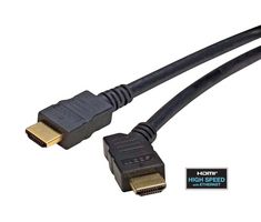 L-COM HDCA453MM-1 Audio / Video Cable Assembly, HDMI Plug, HDMI Plug, 45°, 3.3 ft, 1 m, Black, HDCA453MM Series