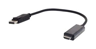 L-COM HD-DPI-MM-8 音频/视频电缆组件, HDMI插头, 显示端口插头, 8 ft, 203.2 mm, 黑色