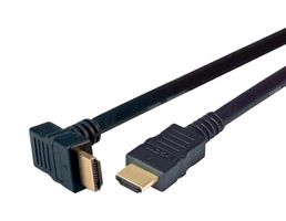 L-COM HDRA4-4 Audio / Video Cable Assembly, HDMI Plug, 90°, HDMI Plug, 13.1 ft, 4 m, Black, HDRA4 Series