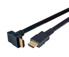 L-COM HDRAZ4-5 Audio / Video Cable Assembly, HDMI Plug, 90°, HDMI Plug, 16.4 ft, 5 m, Black, HDRAZ4 Series