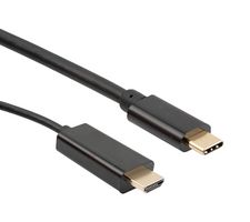 L-COM VHA00020-1M Audio / Video Cable Assembly, HDMI A Plug, USB 3.1 Type C Plug, 3.3 ft, 1 m, Black