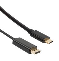 L-COM VPA00001-3M Audio / Video Cable Assembly, USB 3.1 Type C Plug, DisplayPort Plug, 9.8 ft, 3 m, Black
