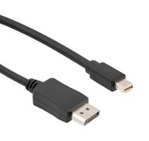 L-COM VPA00002-1M Audio / Video Cable Assembly, Mini DisplayPort Plug, DisplayPort Plug, 3.3 ft, 1 m, Black