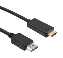 L-COM VPA00003-1M Audio / Video Cable Assembly, DisplayPort Plug, HDMI Plug, 3.3 ft, 1 m, Black, VPA00003 Series