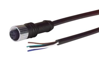 L-COM M12FOE5A-2 传感器电缆, M12 插座, 自由线端, 5路, 2 m, 6.6 ft, M12FOE5A Series