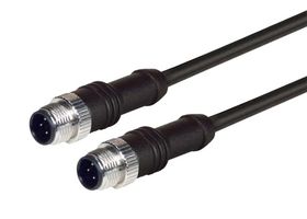 L-COM M12M124D-3 传感器电缆, M12 插头, M12 插头, 4路, 3 m, 9.8 ft, M12M124D Series